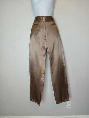 Vintage EXPRESS Blues Satin High-Waist Wide-Leg Pants in Bronze Rose Gold Sz 5/6